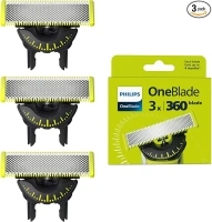 Philips OneBlade 360-Innovation Authentic Replacement Blades, for OneBlade Hybrid Electric Shaver & Trimmer. Trim, Edge and Shave with Durable Stainless Steel, 3x pack (1 Year Supply), Model QP430/60