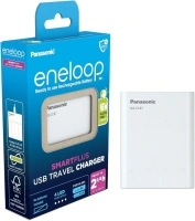 eneloop SmartPlus Travel USB Charger, for 1-4 AA/AAA Rechargeable Batteries, 2.25h Charging Time, 10 Safety Features, USB