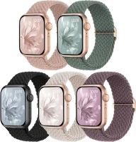 Raradev 5 Pack Braided Strap Compatible for Apple Watch Straps Women 40mm 41mm 38mm 42mm 44mm 45mm 46mm 49mm, Breathable Stretchy Elastic Sport Loop for iWatch SE Ultra 2 Series 10/9/8/7/6/5/4/3/2/1