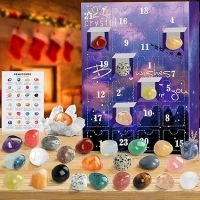 GFEUGS Advent Calendar 2024 Crystals, 24 Days Natural Crystal Minerals & Fossils Gemstones Christmas Countdown Advent Calendars for Kids,Enthusiasts Rock Collection Gifts for Boys Girls Adult Xmas