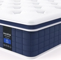 Inofia Double Mattress,12 Inch Memory Foam Sprung Mattress 4FT6,Sleep Cool and Supportive,Pressure Relieving Airy Comfort Foam,Medium Firm Hybrid Mattress,The Aire Collection(135x190x30cm)