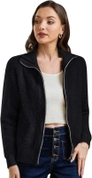 Belle Poque Women Zip Up Cardigan Long Sleeve Shawl Lapel Open Front Outwear Coat Jacket