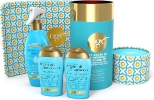 OGX Gift Set, Argan Oil of Morroco Hair Care Gift Set with Heat Protection Spray and Heat Resistant Mat