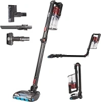 Shark Cordless Stick Vacuum Cleaner, Anti Hair Wrap, 60 Minute Run Time Battery, Flexible DuoClean with Motorised Pet Tool, Multi-Surface & 20cm Crevice Tools, Black & Red, IZ300UKT