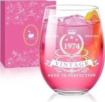 Swanfort 50th Birthday Gifts for Women,Wine Glass for 50 Years Old Birthday Gift,50th Birthday Decorations for Her, 50th Wine Glass Birthday Gifts Ideas for Sister, Mom and Lovers with Gift Box