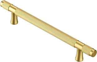 AITITAN 1 Pack Gold Cupboard Handles Knurled - 128mm Hole Spacing (180mm Length) Gold Kitchen Cupboard Handles, Wardrobe Door Handles and Kitchen Door Handles