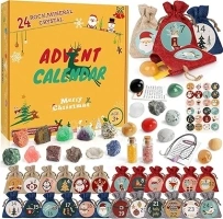 Crystal Advent Calendar 2024, 24 Days Natural Crystals Minerals Fossils Advent Calendar Gemstone Christmas Countdown Calendar Enthusiasts Rock Collection Girls Boys Women Men