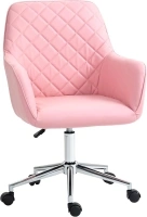 Vinsetto Office Desk Chair, Leather-Feel Fabric Computer Swivel Chair with Rolling Wheels and Adjustable Height for Home, Pink