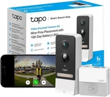 Tapo 2K 5MP Smart Wireless Security Camera Doorbell, Battery-powered wifi doorbell camera, Two-Way Talk, IP64, Colour Night Vision, Cloud &Local Storage, Works with Alexa & Google Home, (Tapo D230S1)