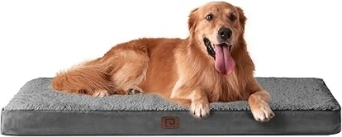 EHEYCIGA Orthopedic Extra Large Dog Bed Mattress XL with Removable Washable Cover for Crate, Grey, 112x81x9cm