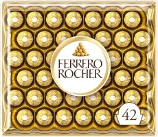 Ferrero Rocher Pralines, Chocolate Gift, Christmas Chocolate, Large Chocolate Box Covered in Milk Chocolate and Nuts, Box of 42 (525g)