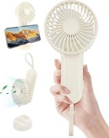 KALAHOL 6000mAh Mini Handheld Fan 6-20H, 4 Speeds USB Hand Fan, 180° Foldable, Rechargeable Battery, Power Bank Function, Portable Fan Handheld with Lanyard, Desk Fans for Home Office Travel - White