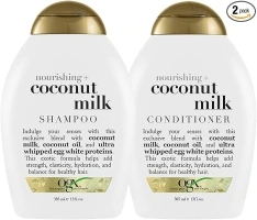 OGX Coconut Milk Conditioner for Dry Damaged Hair, 385ml & Coconut Milk Shampoo, 385ml