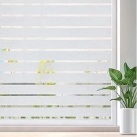 Lifetree Window Film Privacy for Glass Windows Frosted Static Cling Stripe Patterns Priavcy No Glue Heat Reflective Sticker Home Office (Frosted, 44.5 * 200cm)