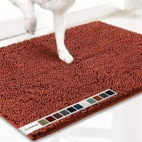 Muddy Mat® Shown ON TV Highly Absorbent Microfiber Door Mat and Pet Rug Non Slip Thick Washable Area and Bath Mat Soft Chenille for Kitchen Bathroom Bedroom Indoor and Outdoor - Orange Large 35"X24"