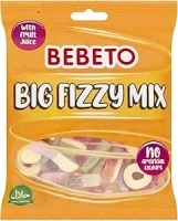 Bebeto Big Fizzy Mix (150g), Real Fruit Juice + No Artificial Colours + Halal Certified Sweets, Pack of 1