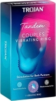 Trojan Tandem Couples Vibrating Ring, Stimulation Toy for Both Partners, Spice Up Sex for Him and Her with Ribbed Waves & Vibrations - Pack of 1