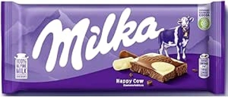 Milka Happy Cows Milk and White Chocolate Bar 100g (Bulk Box of 23 Bars) OFFICIAL