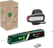 Bosch laser spirit level EasyLevel with wall mount (laser line for flexible alignment on walls and laser point for easy height transfer, in E-Commerce cardboard box)