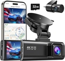 REDTIGER Dash Cam Front Rear, 4K/2.5K Full HD Dash Camera for Cars, Included 32GB Card, Built-in Wi-Fi GPS, 3.18” IPS Screen, Night Vision, 170°Wide Angle, WDR, 24H Parking Mode