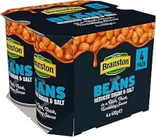 Branston Reduced Sugar and Salt Baked Beans, 410 g (Pack of 4)