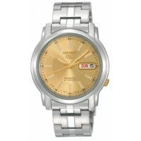 Seiko 5 Automatic Gold Dial Silver Stainless Steel Mens Watch SNKL81K1