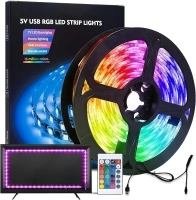 Erismithh LED Light Strip 2 Meters, RGB 5050 TV Backlight, TV LED Lights with Wireless Remote Control, Multiple Colors LED Strip Light for Bedroom, Party, Home Decoration