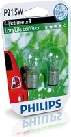 Philips 0730522 12499LLECOB2 LongLife EcoVision P21/5 W Indicator Lamp 2 Pieces in Blister Pack