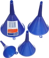 Draper 4 Piece Plastic Funnel Set | 50mm | 75mm | 100mm | 115mm | Filling Bottles and Containers Funnels | Multifunction Funnel Kit | 43853, Blue