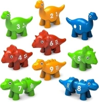 Flydinogo Dinosaur Number Counting Game, 9 pcs Double-Sided, Preschool Montessori Fine Motor Skill Mathematics Educational Toys for Ages 2-5 Years