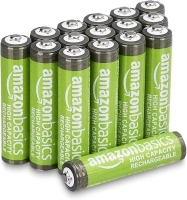 Amazon Basics AAA NiMh High-Capacity Rechargeable Batteries 850mAh (16-Pack) Pre-charged