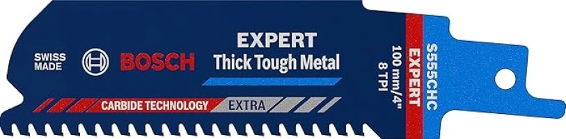 Bosch Professional 1x Expert ‘Thick Tough Metal’ S 555 CHC Reciprocating Saw Blade (for Tough steel, Cast iron, Length 100 mm, Accessories Reciprocating Saw)