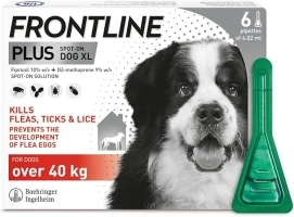 FRONTLINE Plus Flea & Tick Treatment for Extra Large Dogs (over 40 kg) - 6 Pipettes