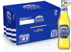 Peroni Nastro Azzurro Stile Capri Lager, Light Summer Beer, ABV 4.2%, 24 x 330ml Glass Bottles. Made in Italy