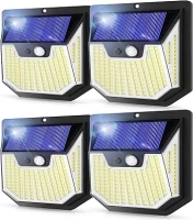 Solar Garden Lights Outdoor Super Bright Wireless 159 LED Solar Wall Lights 270° Wide Angle Solar Motion Sensor Lights IP65 Waterproof Outside Solar Powered Flood Lighting for Fence Garden 4PACK