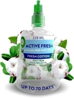 Air Wick Aerosol-Free Automatic Air Freshener Spray Refill, Fresh Cotton, Pack 1 x 228ml, 24x7 Active Fresh Odour Neutraliser, Lasts Up to 70 Days, Air freshener For Home