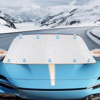 Windshield Cover for Ice and Snow - Thickened Car Windscreen Cover for Winter with 9 Magnets, Car Frost Windscreen Cover with Two Mirror Covers & Wrap-Around Reflective Strips for Most Cars(231x110cm)