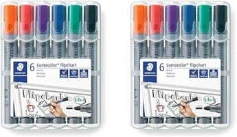 STAEDTLER 356 WP6 Lumocolor Flipchart Markers - Assorted Colours (Pack of 12)