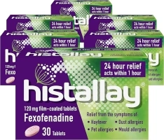 Histallay Hayfever & Allergy Relief Tablets, 180 Tablets, 120mg Fexofenadine, Antihistamine, 24hr Relief Acts Within 1hr, Relieves Hayfever, Pet, Dust and Mould Allergies (6 Month Supply)