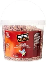 Extra Select Whole Peanuts for Wild Birds: Premium Aflatoxin Tested, Wild Bird Food Peanuts & Squirrel Food - 5 Litre Garden Tub