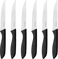 targzier Steak Knives Set of 6,Premium Stainless Steel Serrated Steak Knife Sets,Sharp Kitchen Knife Set with Non-Slip Ergonomic Handle,Black Dinner Knives for Table Hotel,Dishwasher Safe