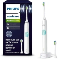 Philips Sonicare ProtectiveClean 4300 Electric Toothbrush, Sonic Toothbrush with Two Intensity Levels, Pressure Sensor and Timer, White, Model HX6807/51