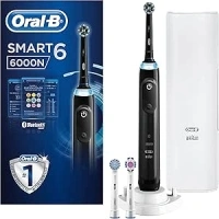 Oral-B Smart 6 Electric Toothbrushes For Adults, App Connected Handle, 3 Toothbrush Heads & Travel Case, 5 Modes, Teeth Whitening, 2 Pin UK Plug, 6000N