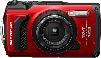 OM SYSTEM Tough TG-7 Red Digital Camera, 12MP, Waterproof, Shockproof, Underwater and Macro Shooting Modes, high speed image sensor, 4K Video, 4x-wide-angle zoom (successor Olympus TG-6)