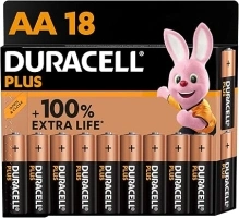 Duracell Plus AA Batteries (18 Pack) - Alkaline 1.5V - Up To 100% Extra Life - Reliability For Everyday Devices - 0% Plastic Packaging - 10 Year Storage - LR6 MN1500