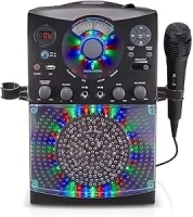 Singing Machine SML385UBK Bluetooth Karaoke System with LED Disco Lights, CD+G, USB and Microphone - Black