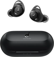 soundcore Wireless Earbuds, A1 Bluetooth Earbuds, Powerful Customized Sound, 35H Playtime, Wireless Charging, USB-C Fast Charge, IPX7 Waterproof, Button Control, Commute, Sports