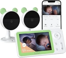 BOIFUN Wifi Video Baby Monitor With 2 Cameras, App & Split-Screen Control, 1080P, Motion & Sound Detect, Invisible Night Vision, Dual Smart Cameras, 4XZoom, Lullabies, Twins,Compatible for iOS/Android