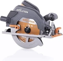 Evolution Power Tools R185CCS Circular Saw with TCT Multi-Material Blade, Cuts Wood, Metal, Plastic & More, Includes Parallel Edge Guide, 0-60˚ Bevel Tilt, 64mm Cutting Depth, 230V, 185mm