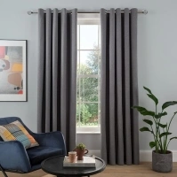 Sleepdown Woven Tonal Fleck Eyelet Blackout Curtains Thermal Insulated for Bedroom and Living Room 46 x 54 Inch Charcoal 2 Panels